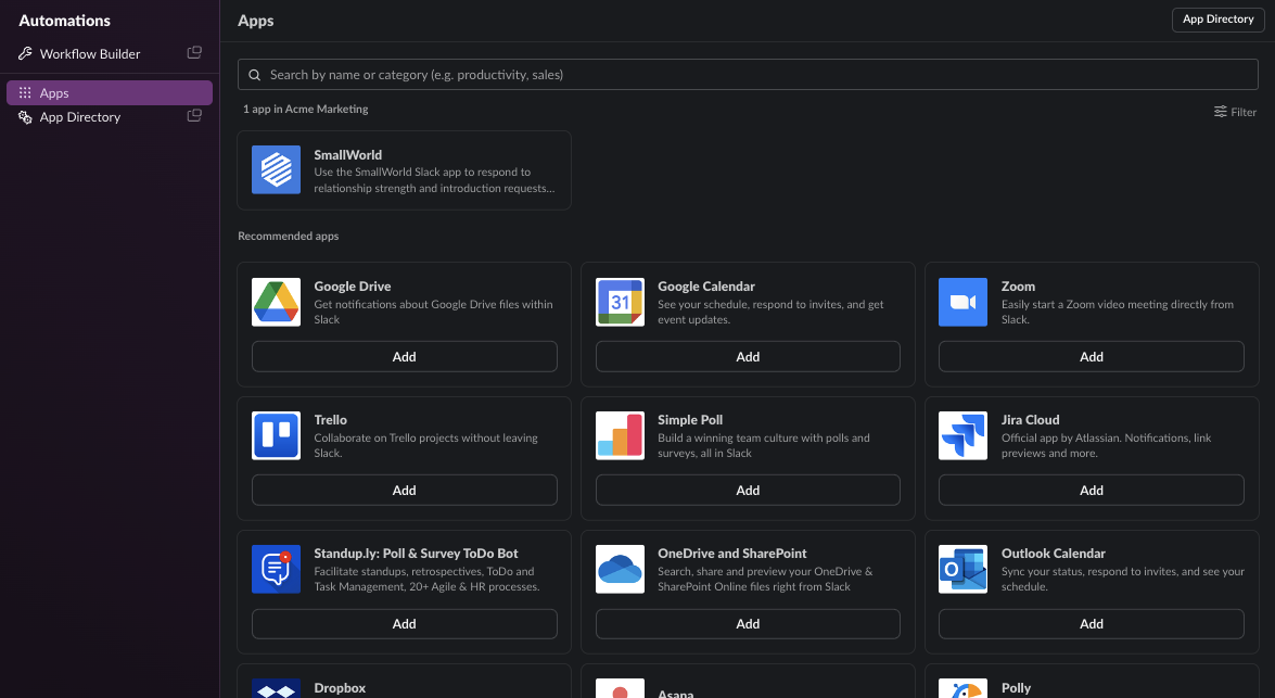 Log in to SmallWorld via Slack